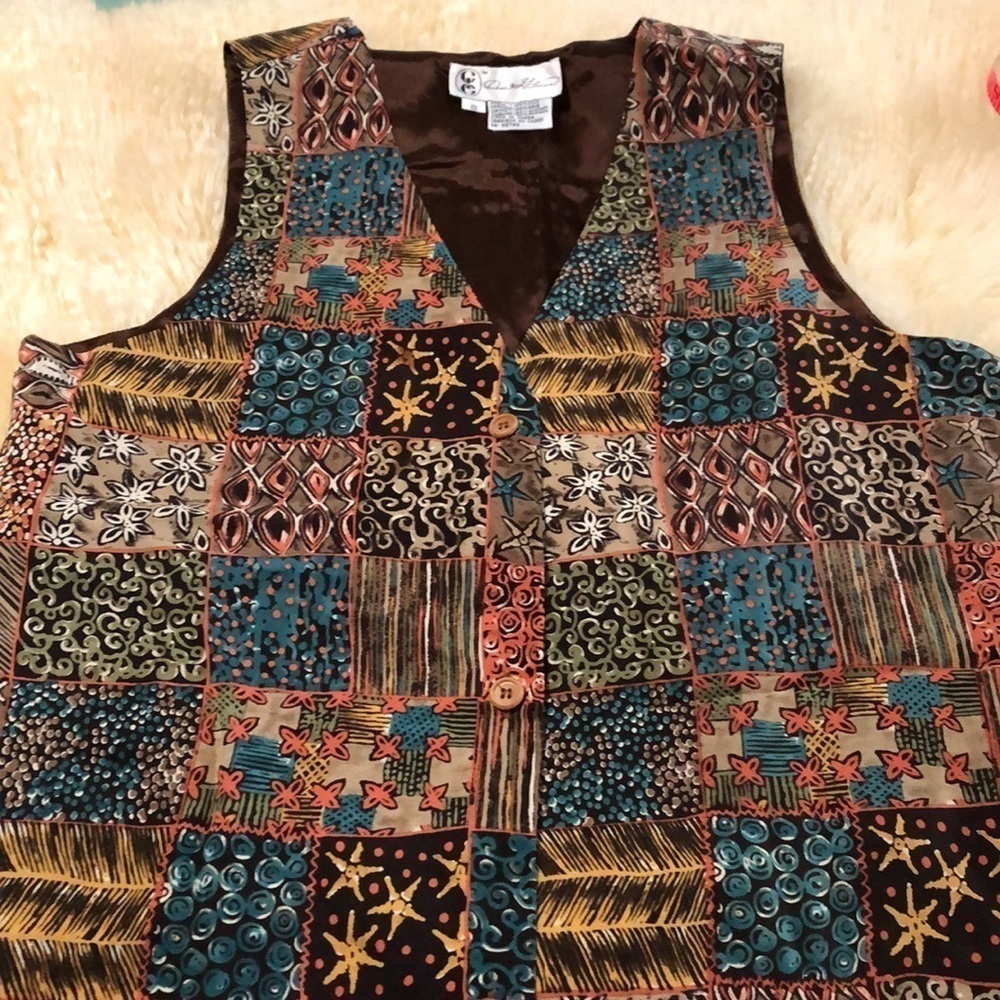 Silk patchwork pattern vest size S - Picture 3 of 10